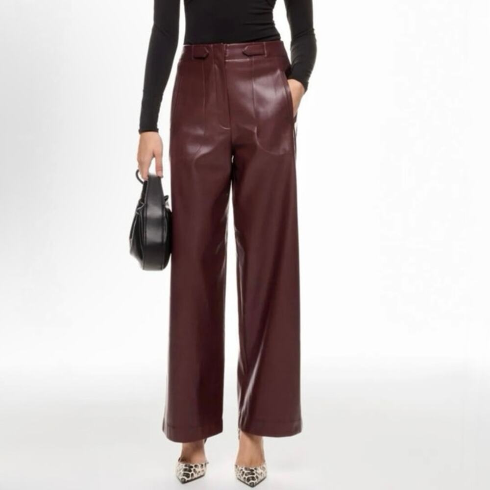 Ronny Kobo Faux Leather Wide Leg Pants Size 4